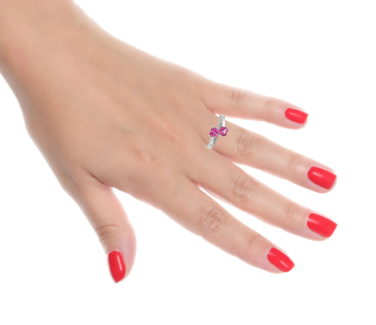 1.10 Ct Heart Pink Sapphire Diamond Accent 925 Sterling Silver Ring Size 7 T17867