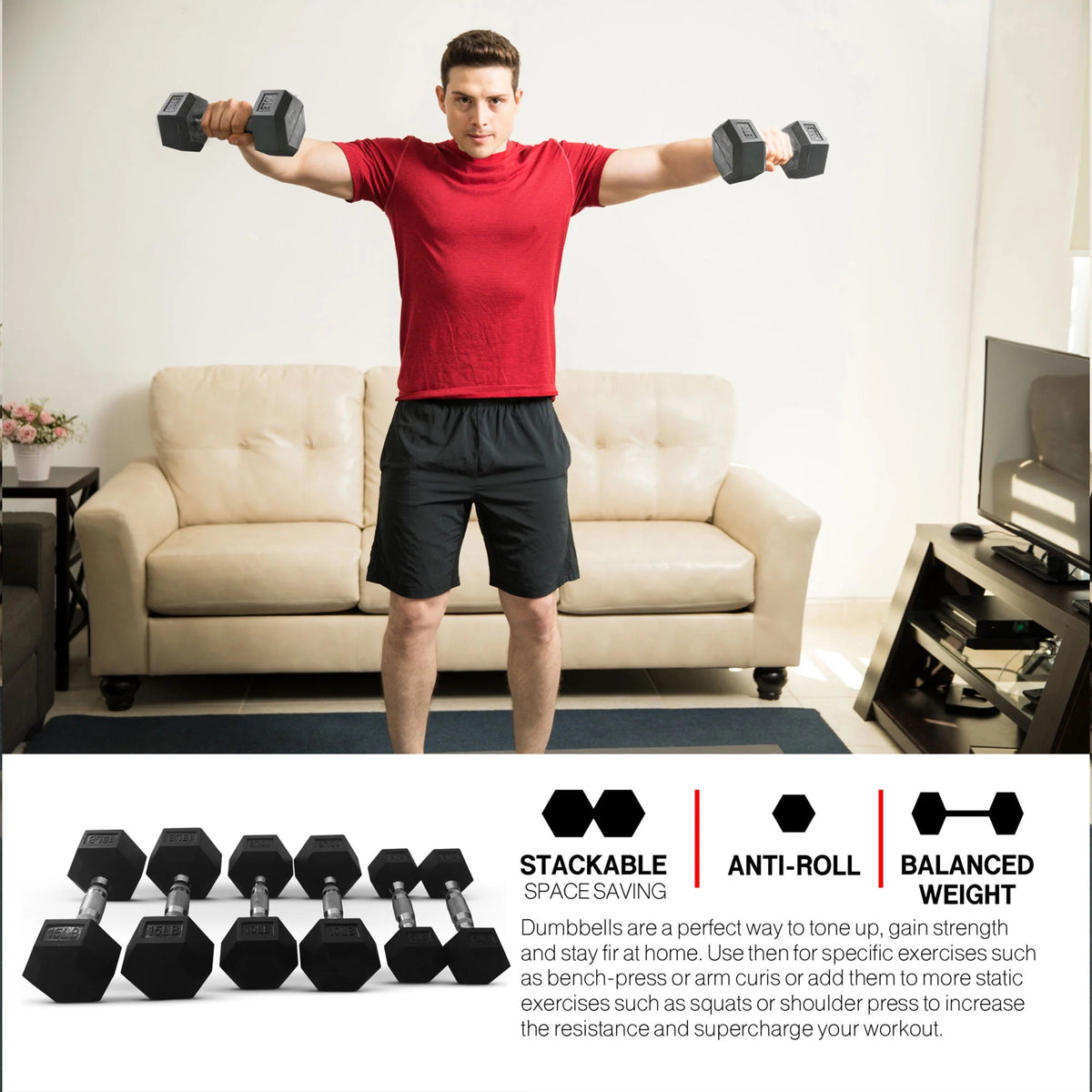 30 Pounds Hexagonal Cast Iron Dumbbell X681