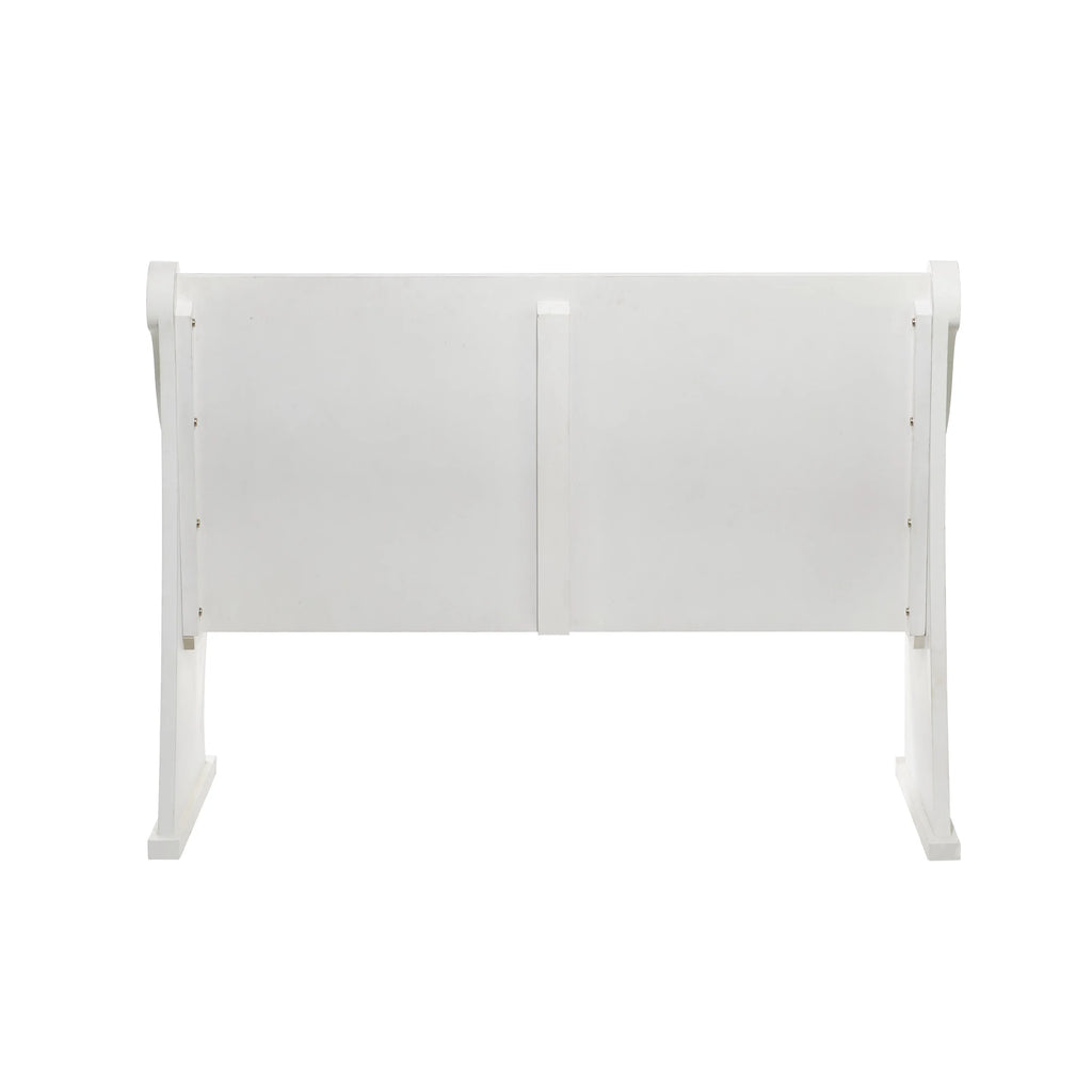 White Wood Storage Bench with Scrolled Armrests C13283