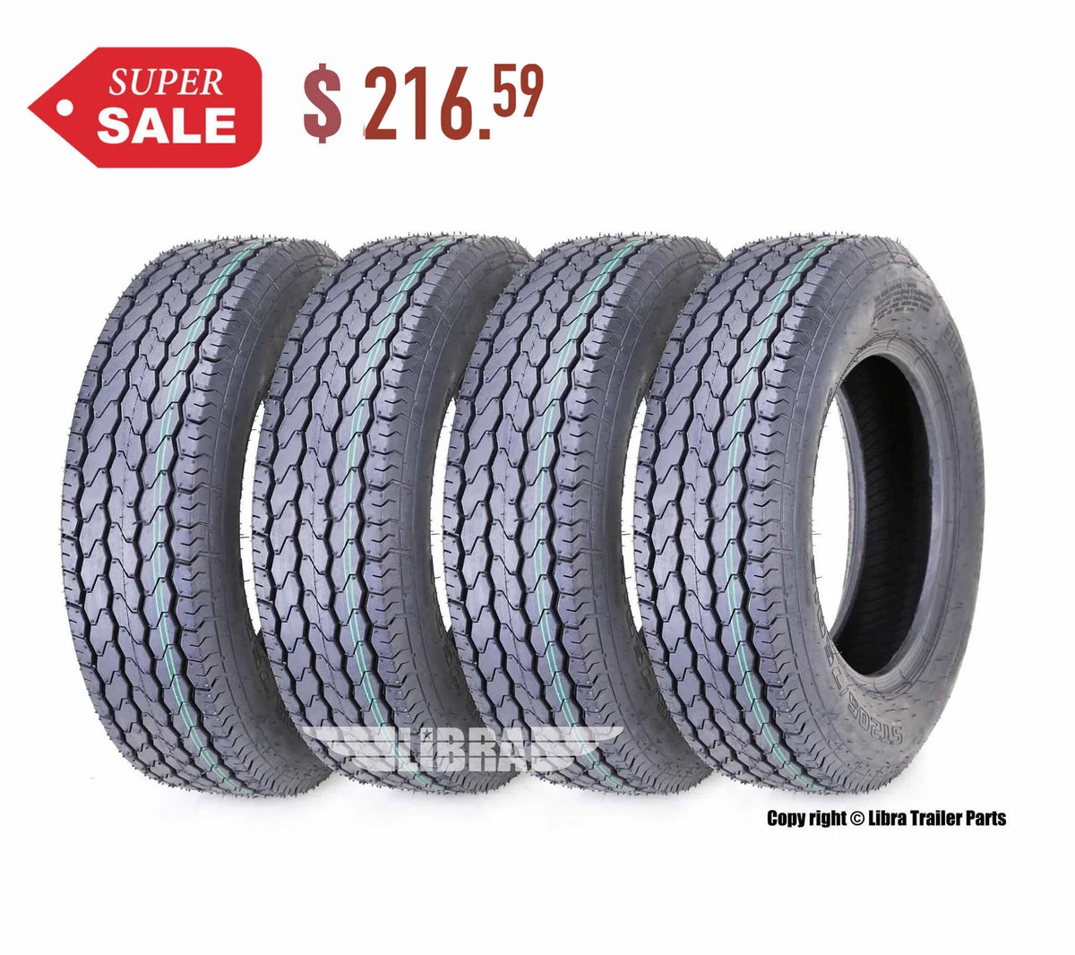 Trailer Tires ST 205/75D15 6 PR Load Range C Set 4 W2904