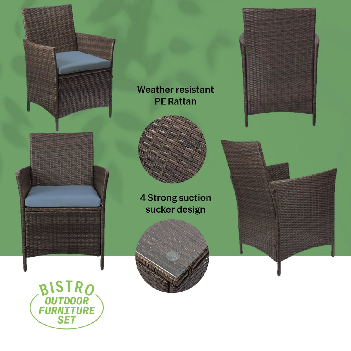 3 Piece Rattan Outdoor Furniture Set with Table G132