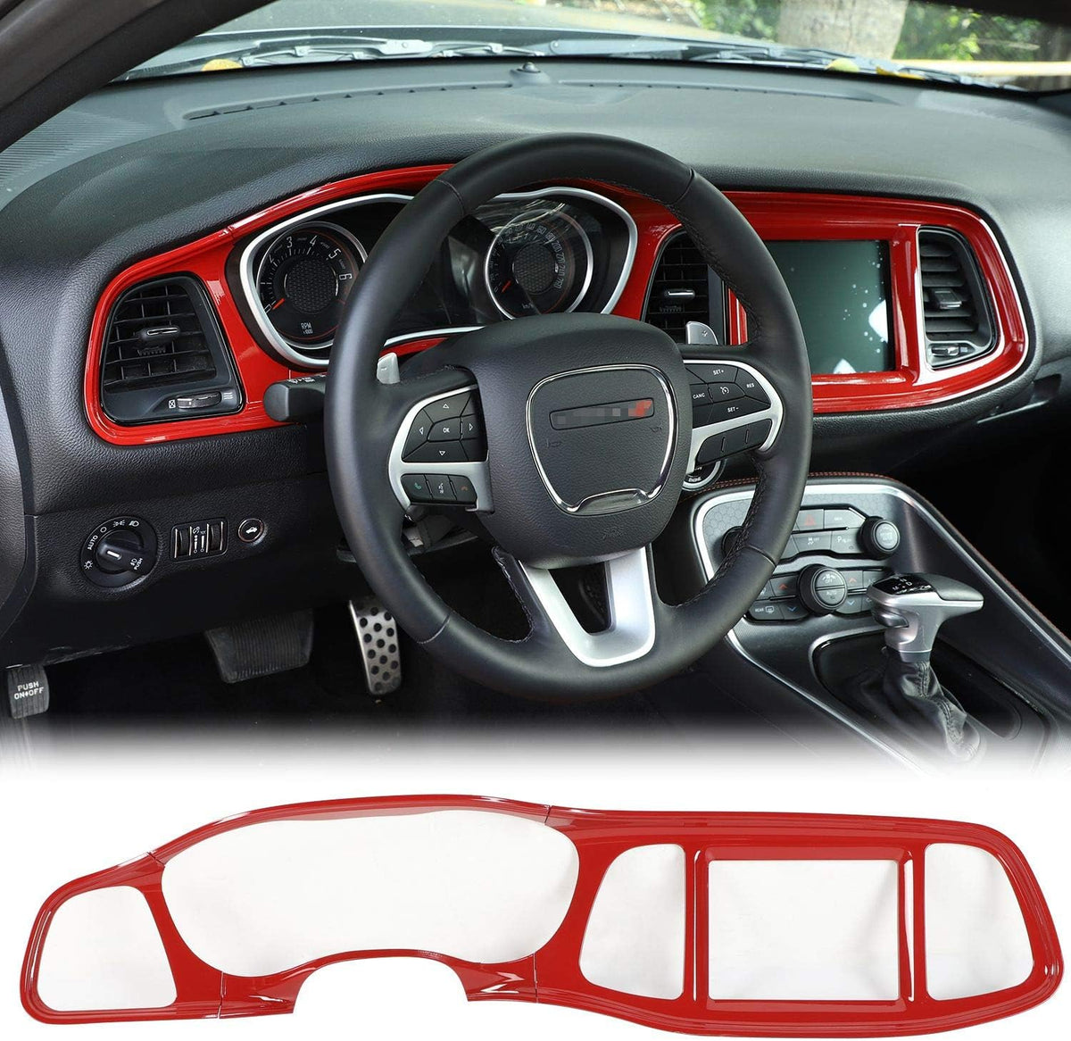 Red Center Console Dashboard Panel Trim for Dodge Challenger X54620