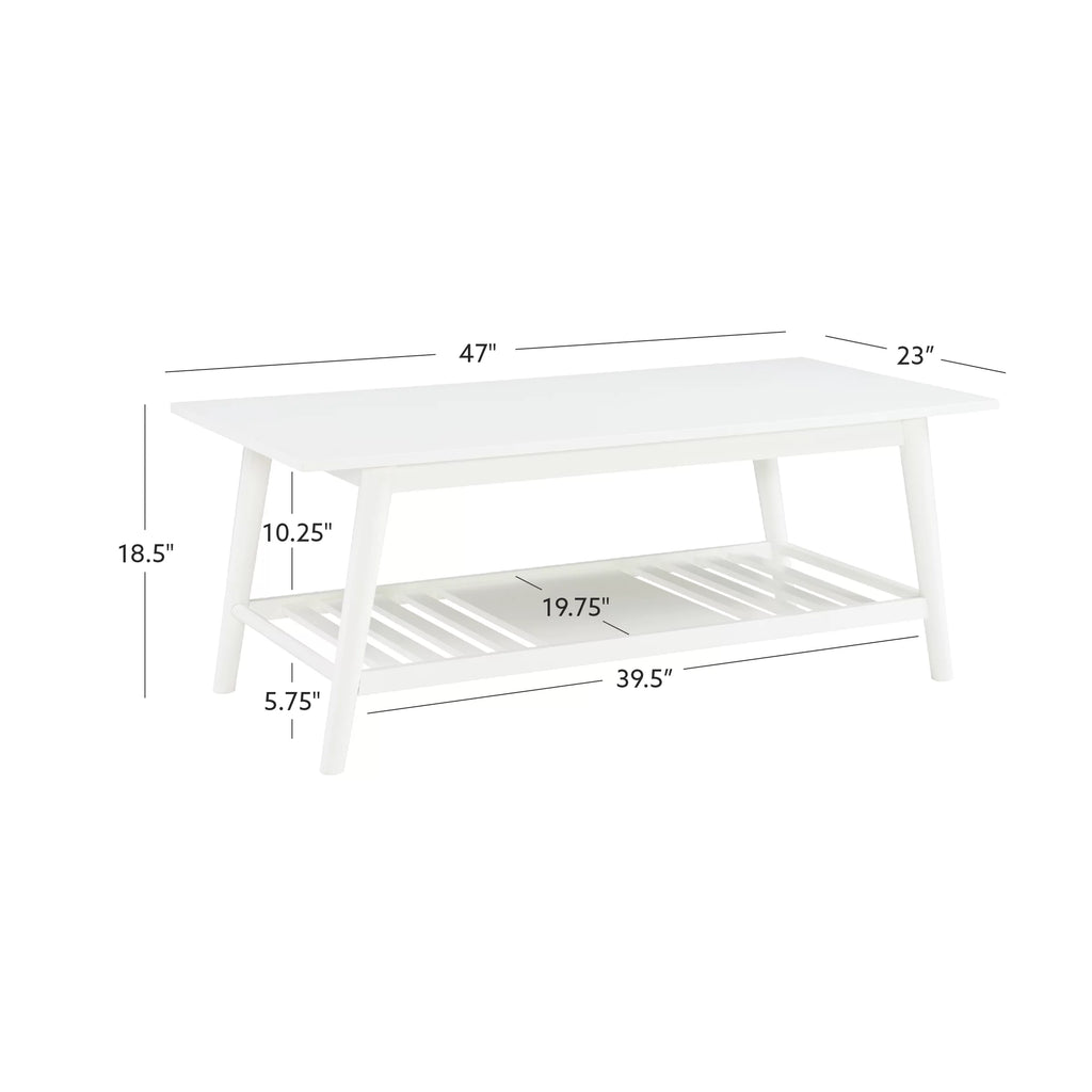 White Mid-Century Coffee Table with Shelf H75616
