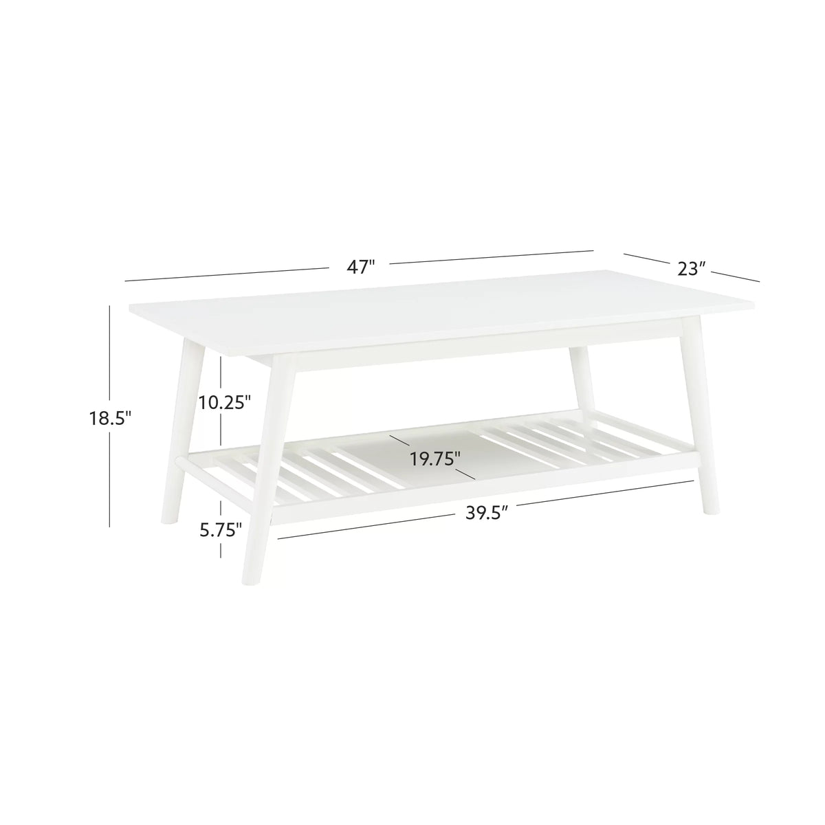 White Mid-Century Coffee Table with Shelf H75616