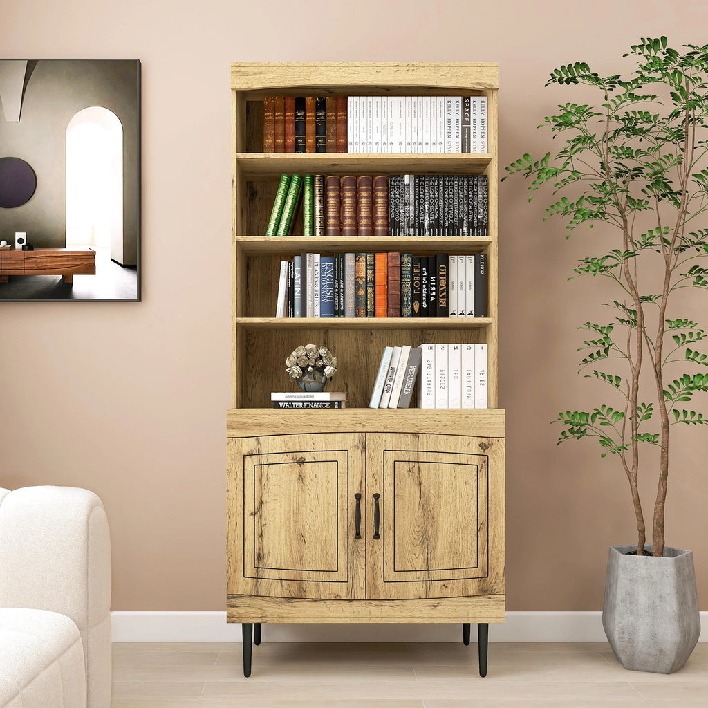 72" Walnut Kitchen Pantry Cabinet with Doors and Adjustable Shelves T890