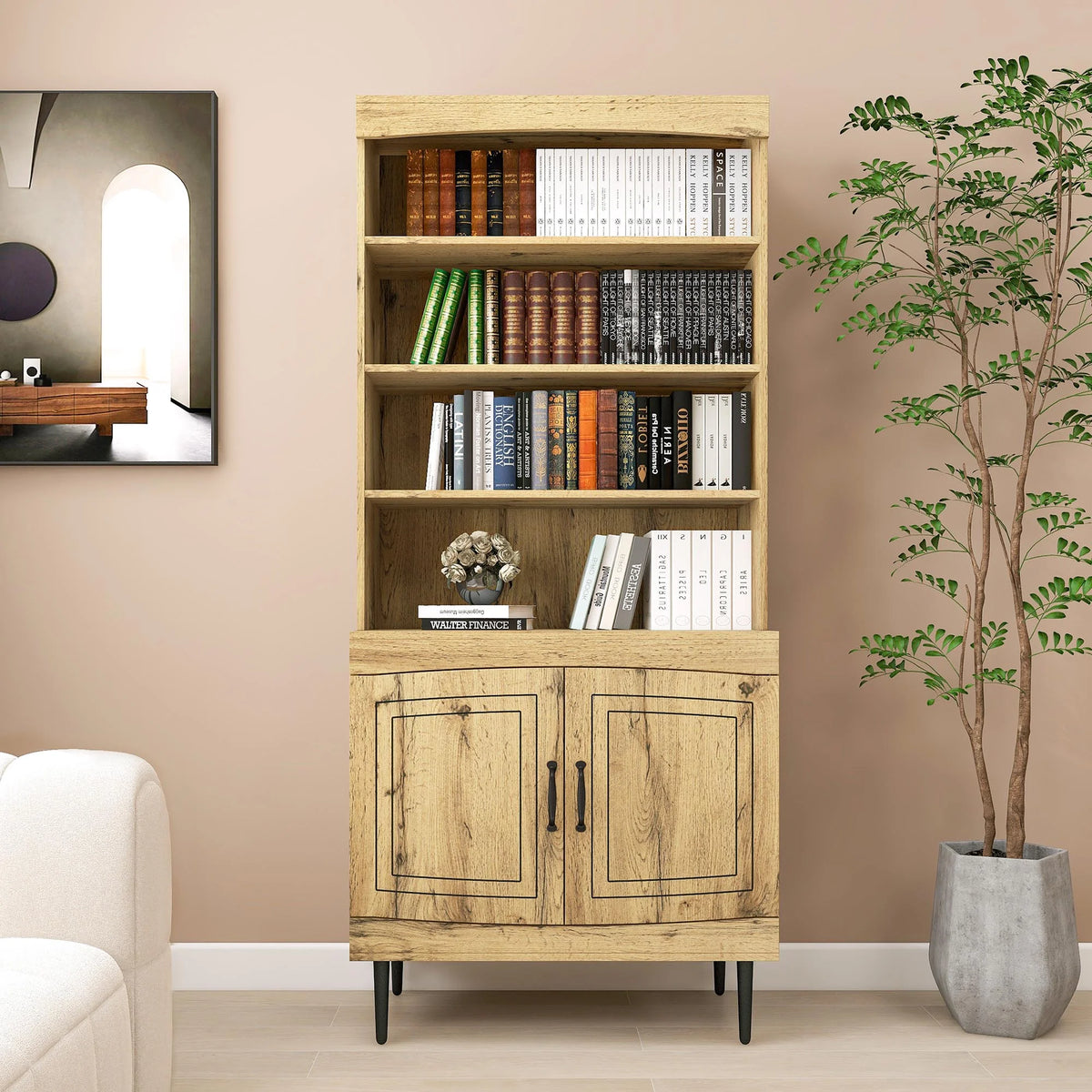 72" Walnut Kitchen Pantry Cabinet with Doors and Adjustable Shelves T890