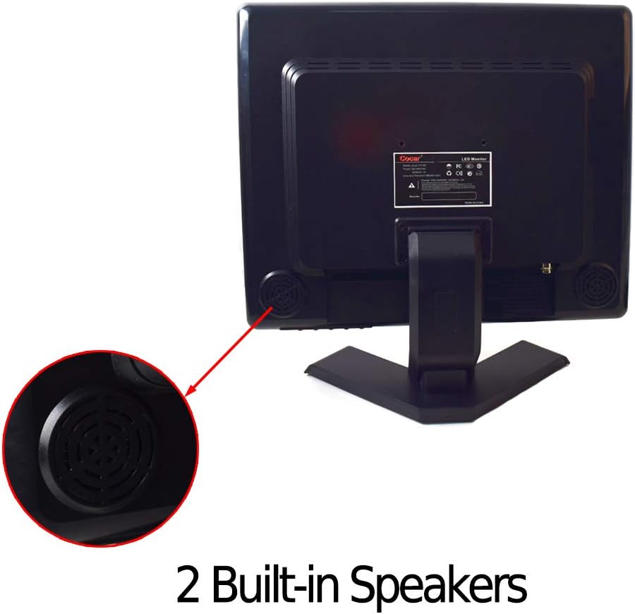 17 inch CCTV Monitor with VGA HDMI AV BNC Audio Ports, Built-in Speaker 4:3 HD Display LCD Security Screen C857571