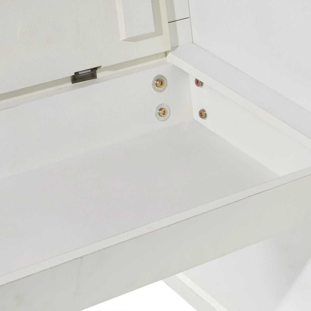 White Wood Storage Bench with Scrolled Armrests C13283