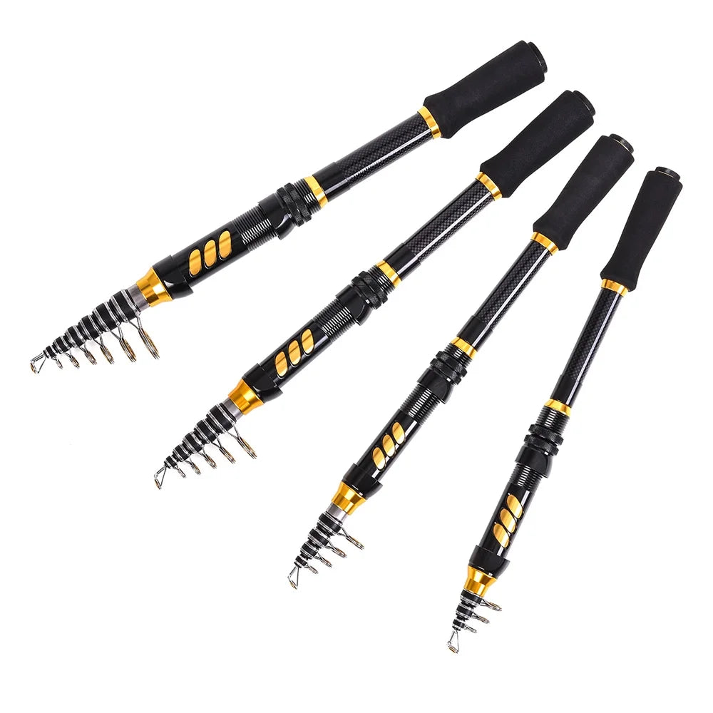 Telescopic Spinning Rod Combo Kit 2PCS with Reel Line Lures Case W74855