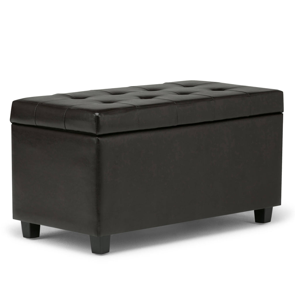 Distressed Saddle Brown Faux Leather Storage Ottoman J6582