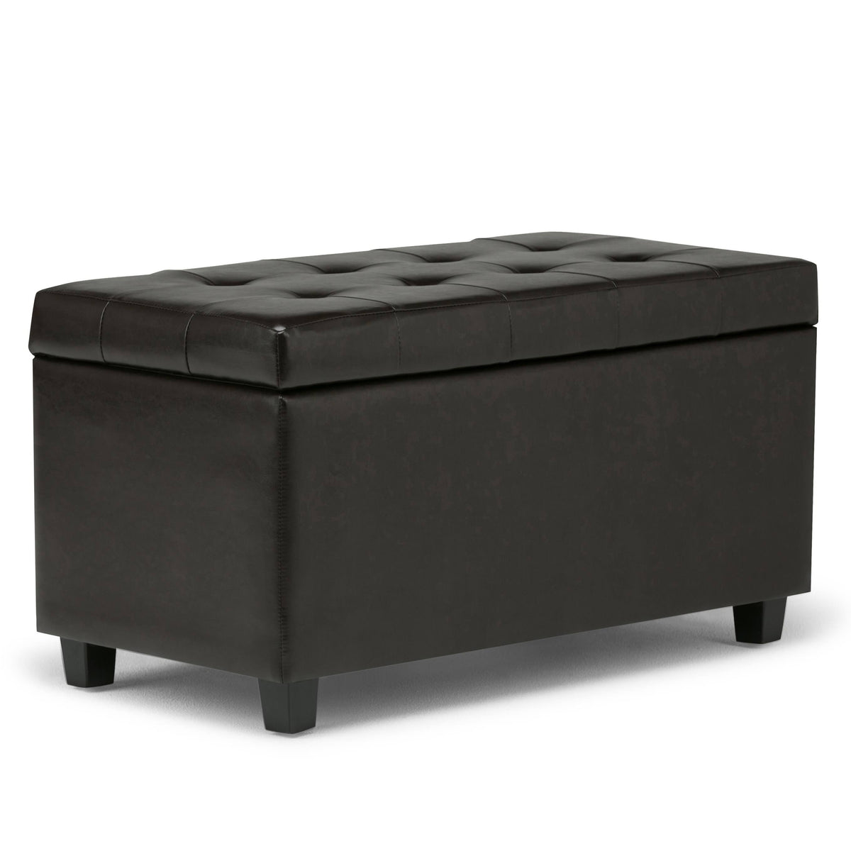 Distressed Saddle Brown Faux Leather Storage Ottoman J6582