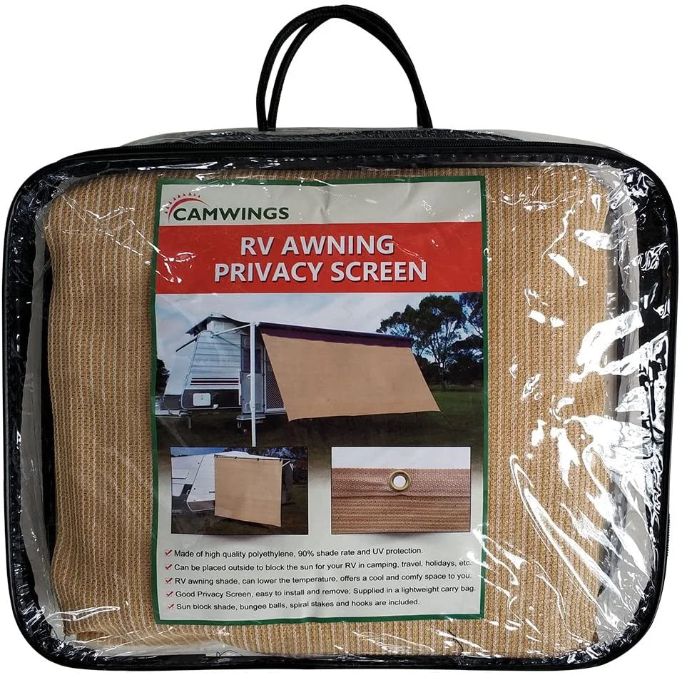 RV Awning Privacy Screen Shade Panel Kit Sunblock Drop 8 x 16ft, Wheat K9945