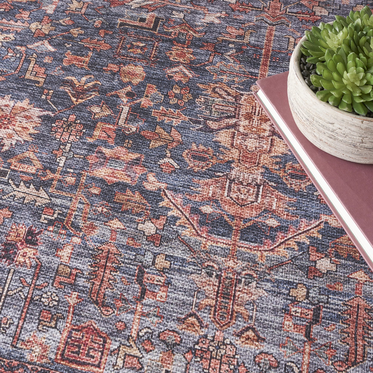 Machine Washable Bohemian 4' x 6' Area Rug E9268