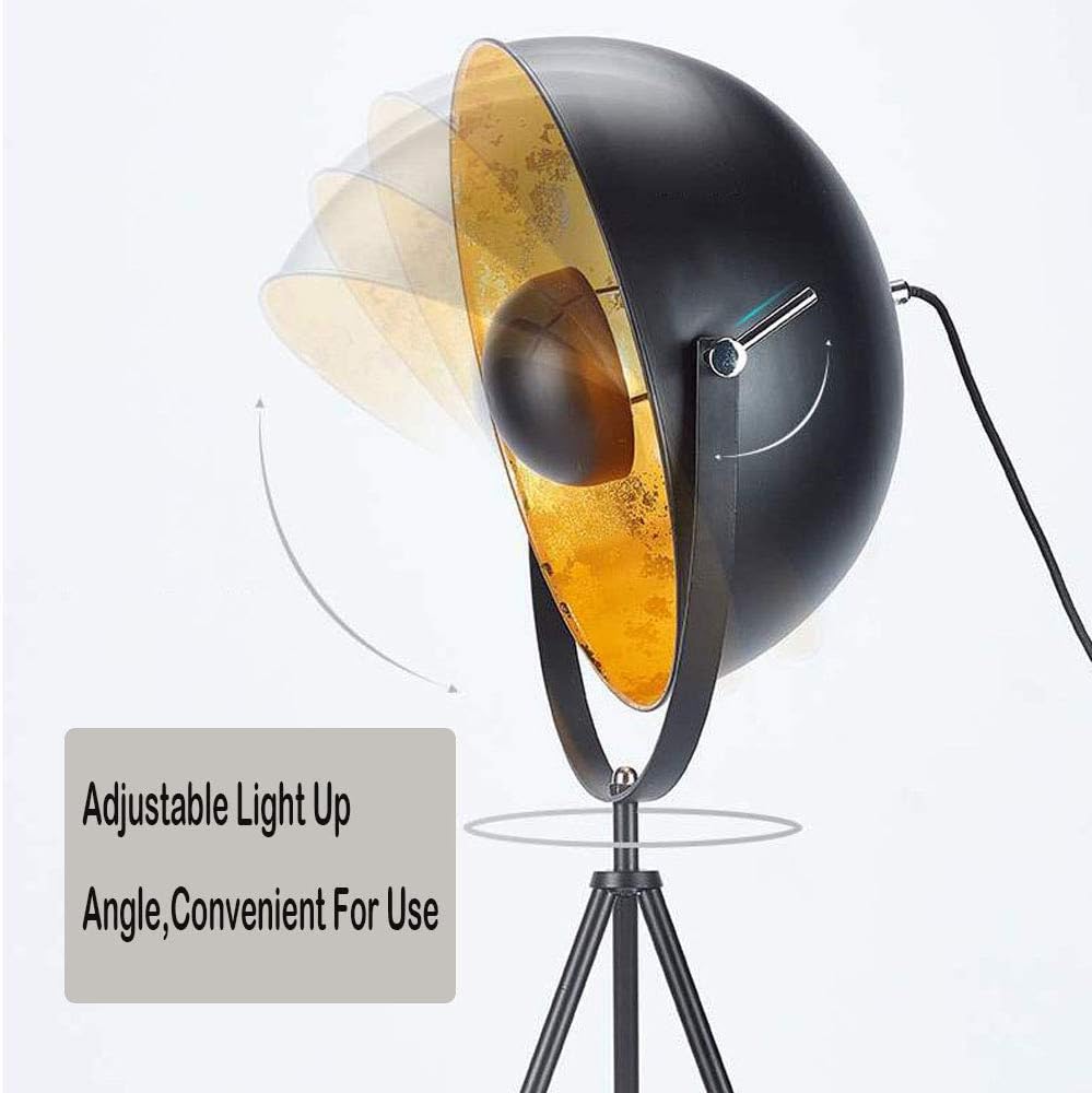 Black Matte Gold Tripod LED Floor Lamp I381