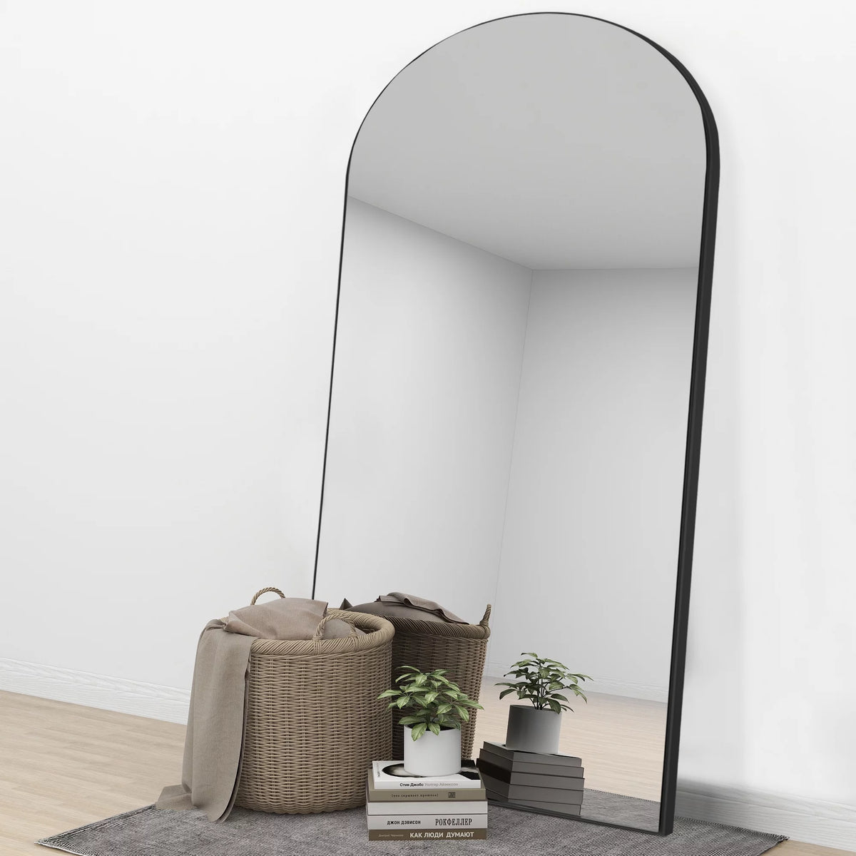 71"x28" Black Arched Full Length Mirror U19996