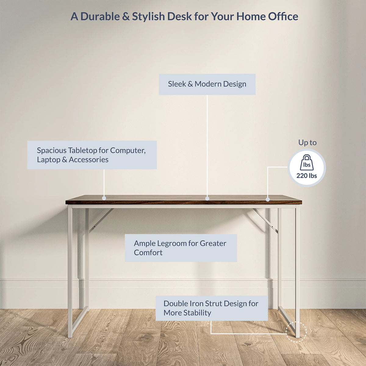 Computer Desk with White Frame H75297