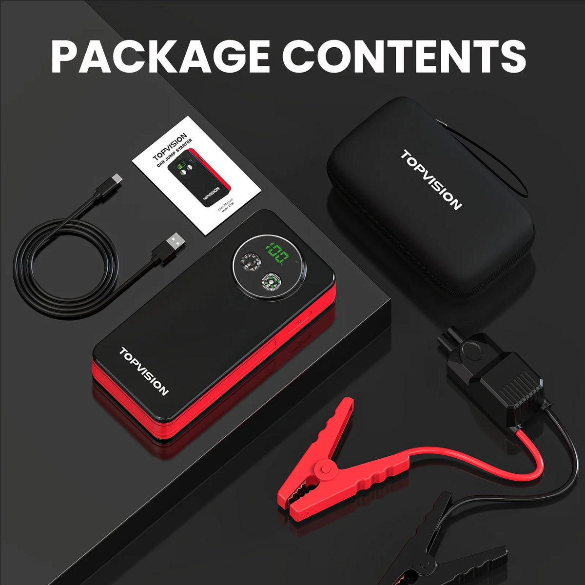 12V Car Jump Starter with Dual USB Quick Charge and DC Output C906