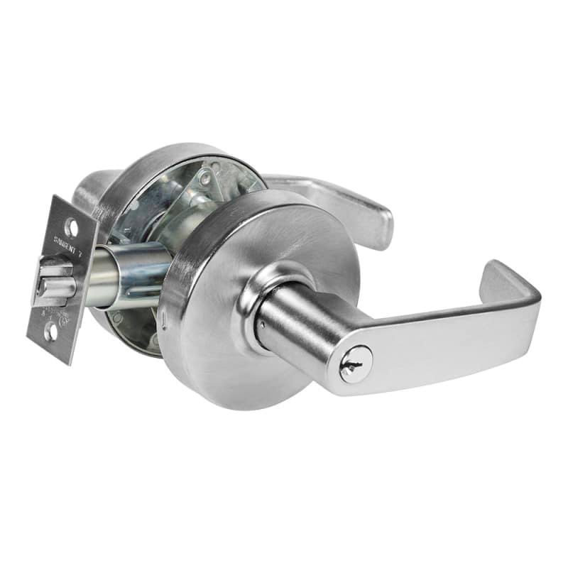 Satin Chrome Keyed Entry Storeroom Door Lever Set N2197