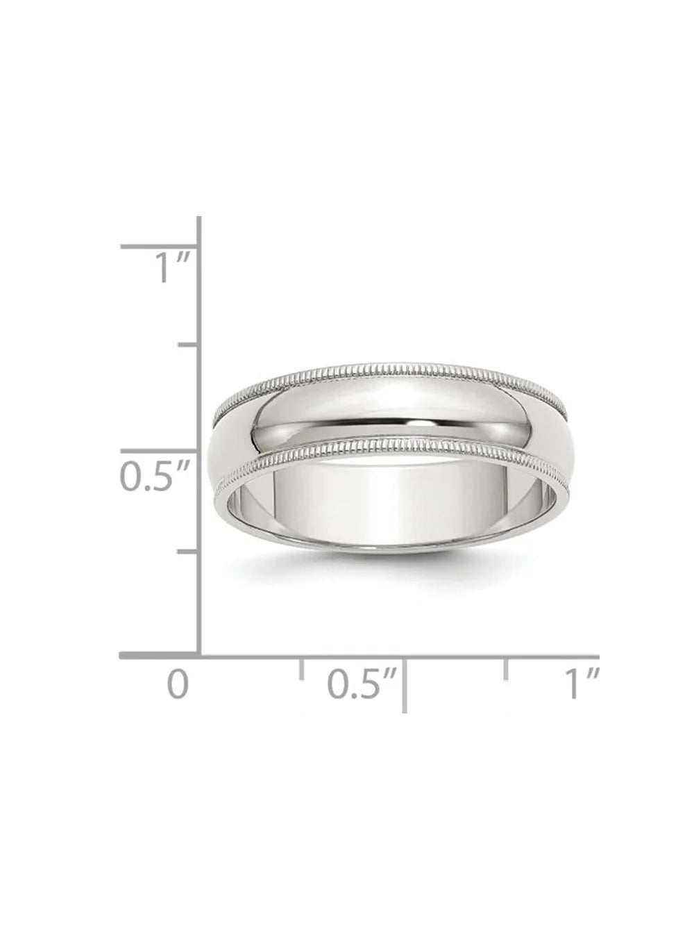 Sterling Silver 6mm Milgrain Wedding Band Ring T67809