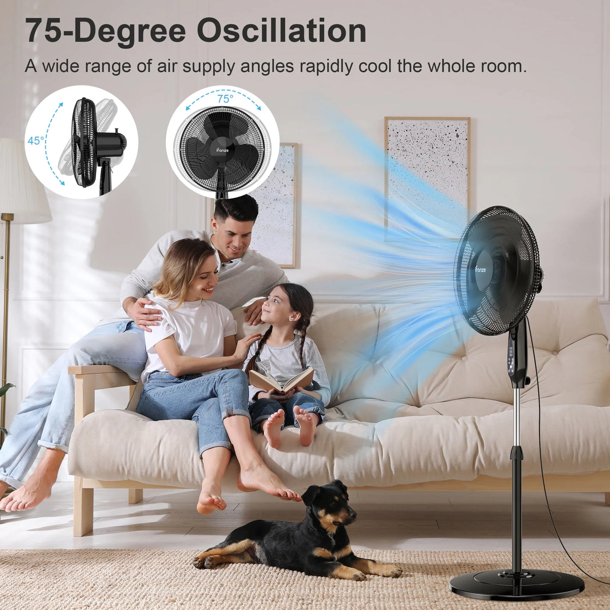 16'' Pedestal Oscillating Fan with Remote Control A8355