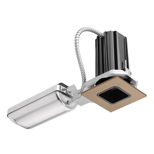 2x22 LED Square Downlight Cone 4100K 80CRI Flood Beam 120V Black Reflector Bronze T89235