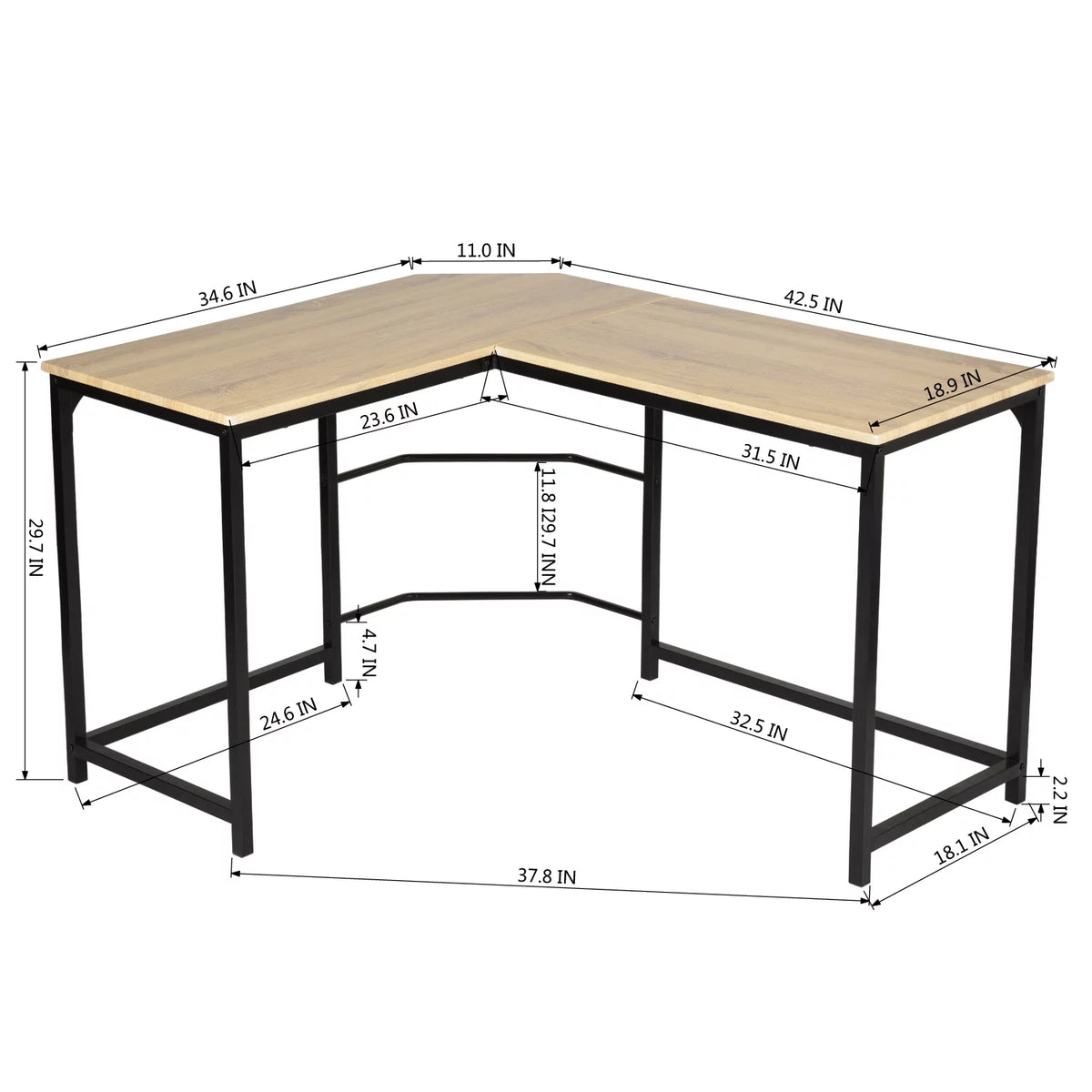 L-Shape Computer Desk with Metal Structure C8635