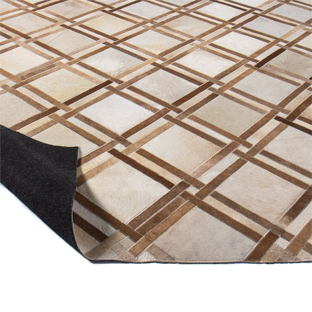 48" x 72" Rectangular Leather Area Rug in Camel M919
