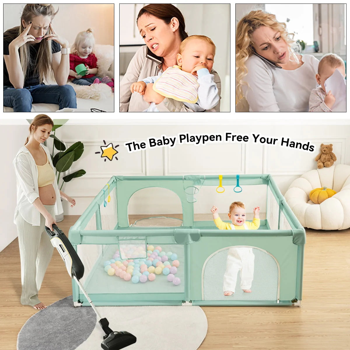 63x63'' Gray Baby Playpen S338730