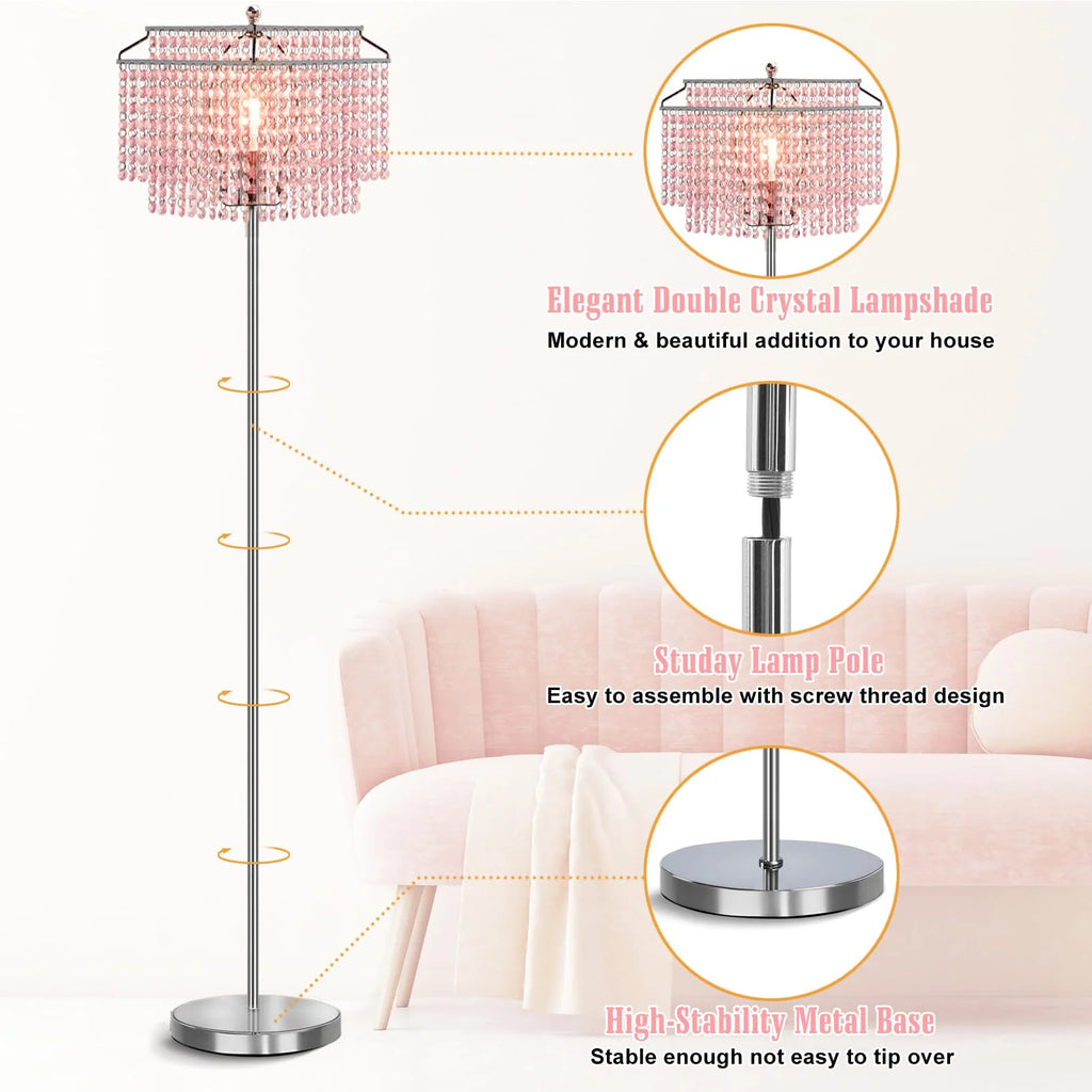 Pink Crystal Metal Floor Lamp N78107