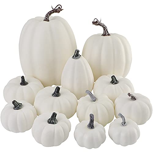 12 Pcs Assorted Sizes Artificial Pumpkins W209288