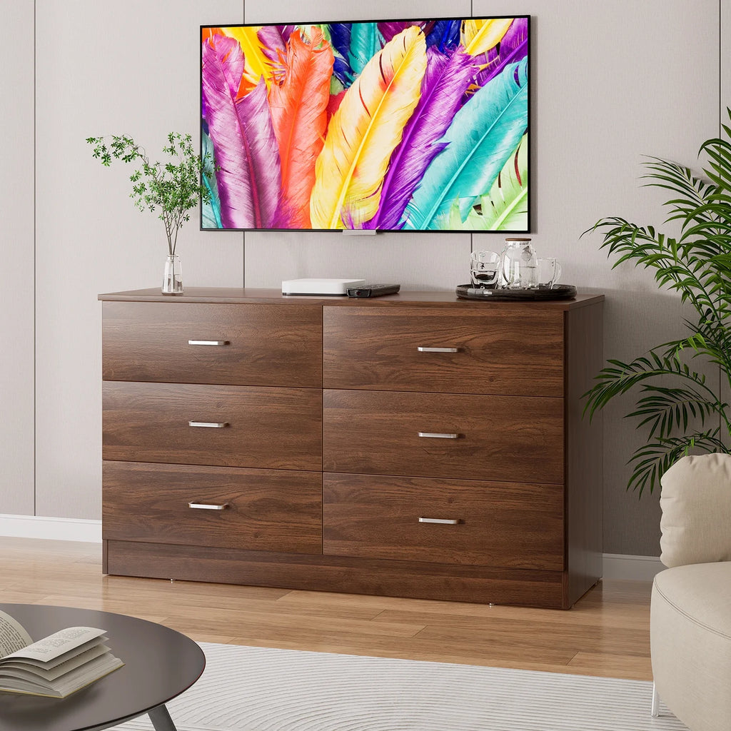 White 6 Drawer Wood Double Dresser Z3402