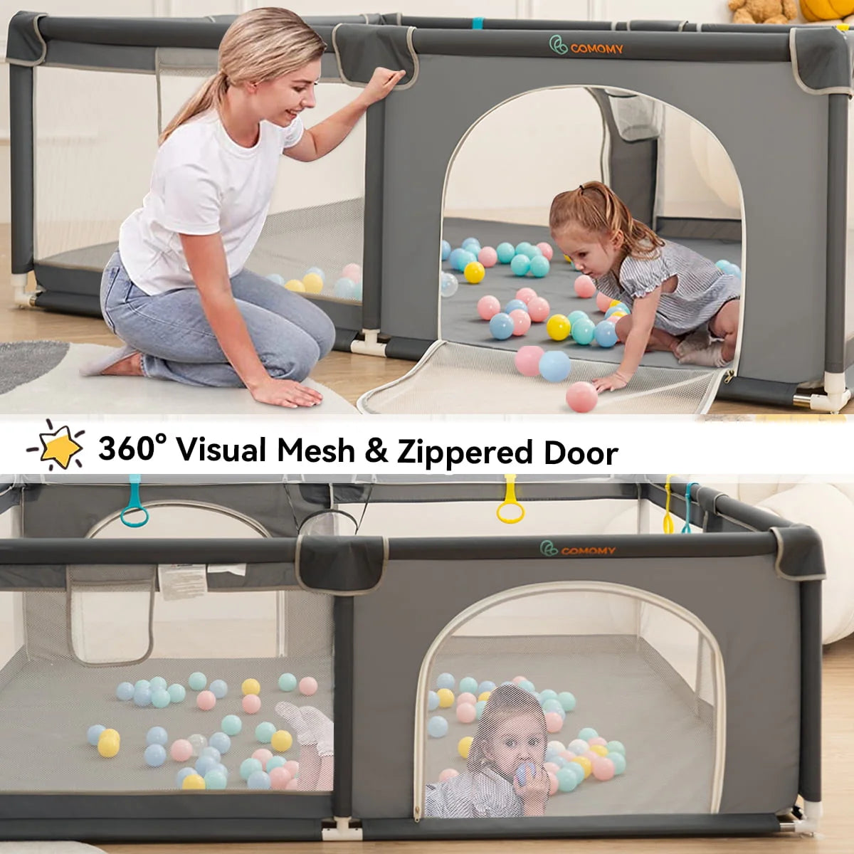 63x63'' Gray Baby Playpen S338730