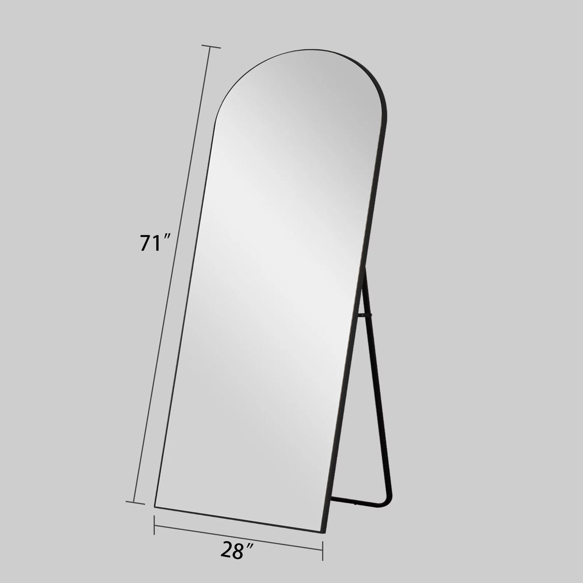71"x28" Black Arched Full Length Mirror U19996