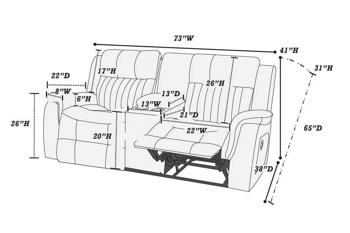 Slate Blue Leatherette Power Motion Reclining Sofa Set C203