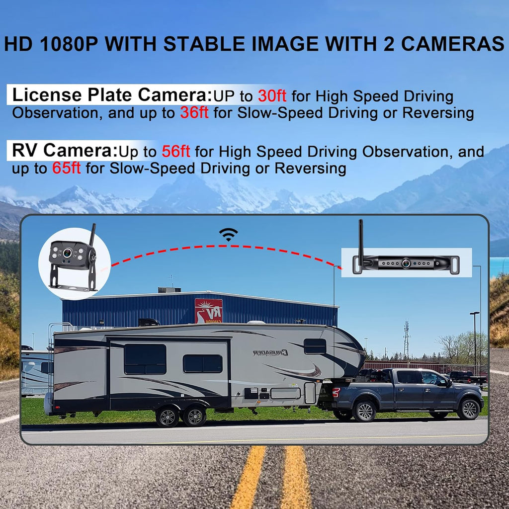 Wireless Backup Camera HD 1080P 7 Inch Monitor with Adapter Infrared Night Vision C407940