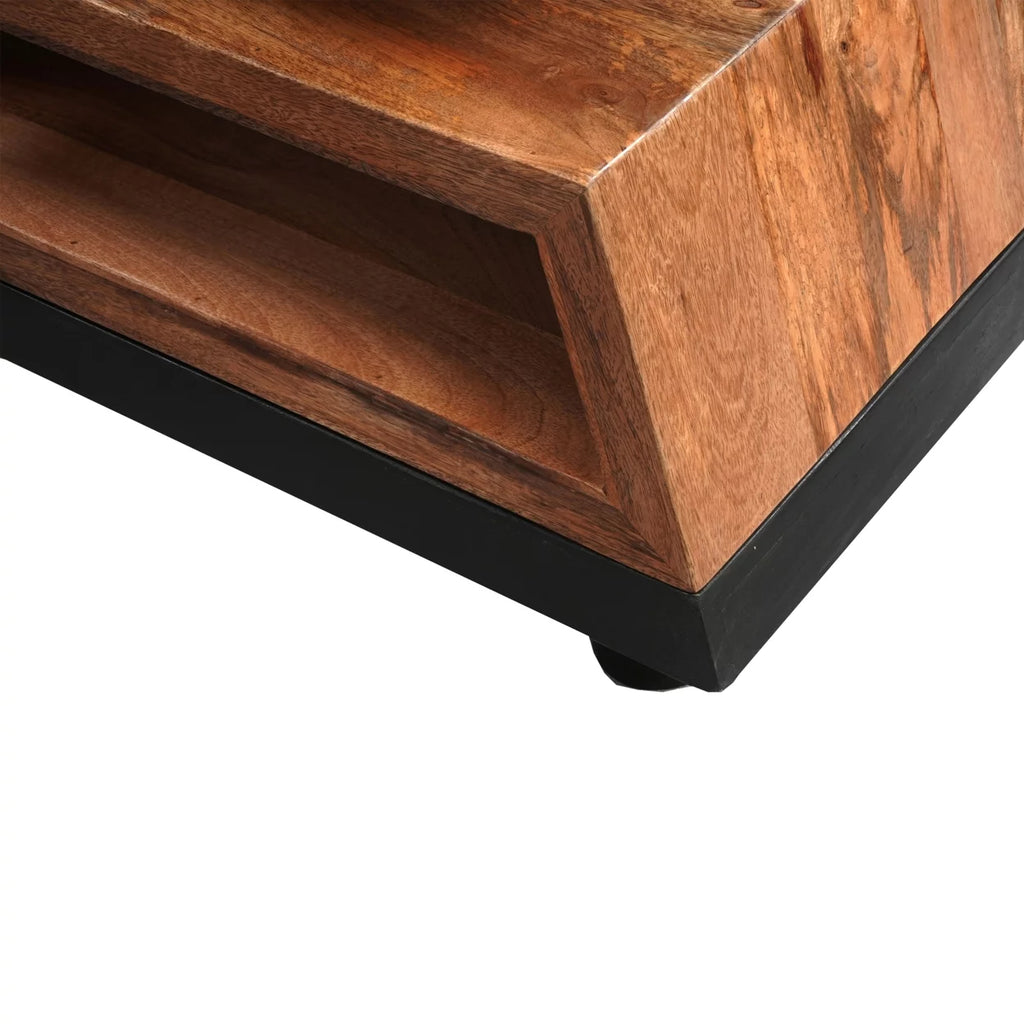 Handcrafted Coffee Table Dark Walnut and Natural Mango Wood A699296