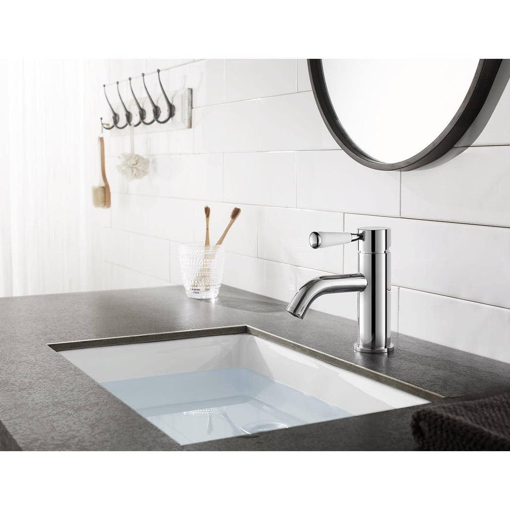 Matte Black Single Hole Bathroom Faucet with Drain Assembly Y46428