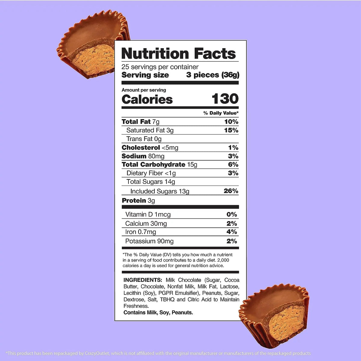 Peanut Butter Cups Miniatures Candy Mix 2 pound bag J6357