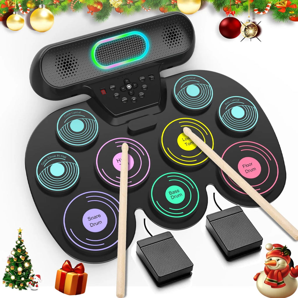 Electronic Drum Set 9 Pads Portable MIDI Roll-up Drum Kit Y423