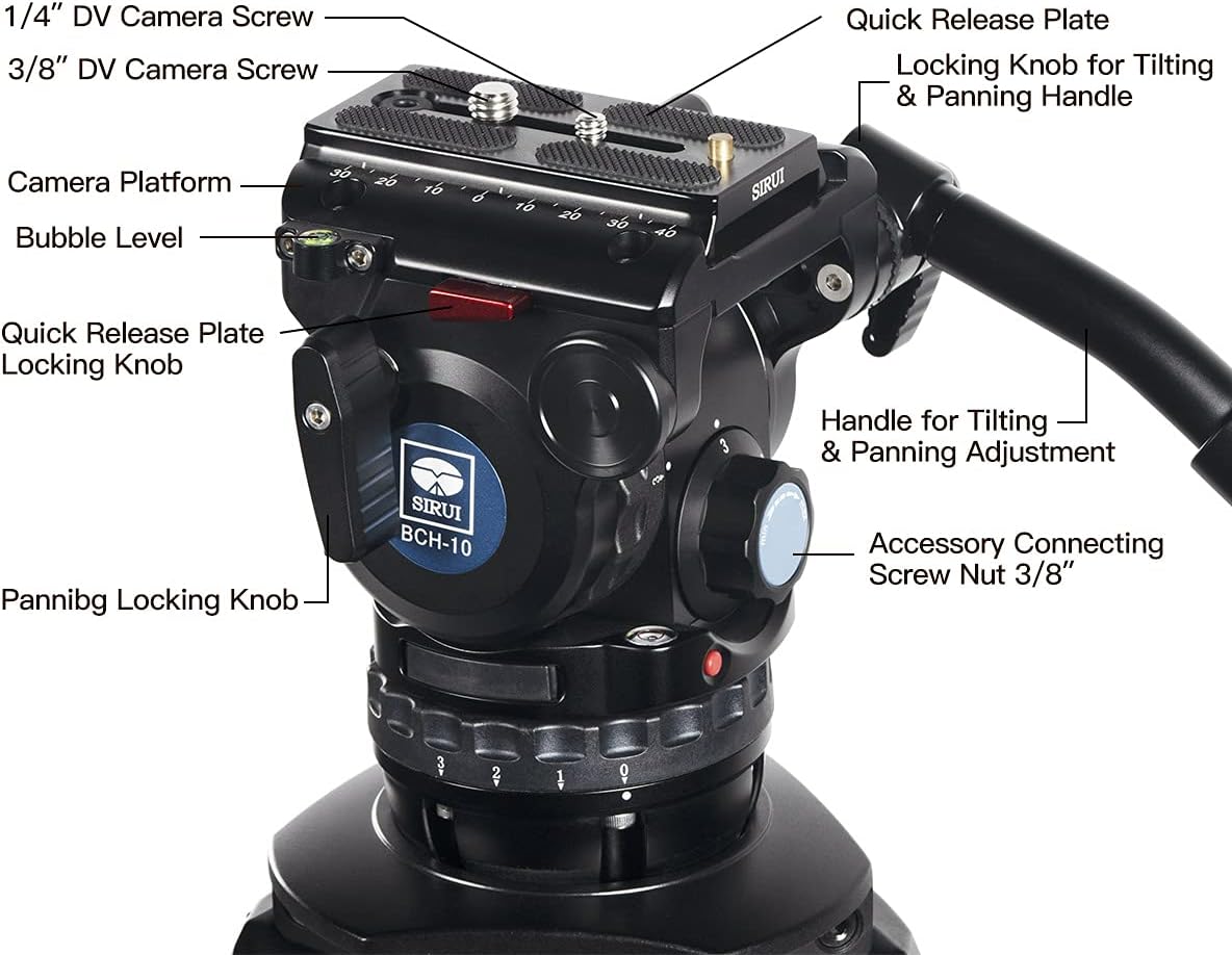 Aluminum Video Camera Tripod Kit with Fluid Head, Max Loading 13.2LB, Max Height 55.1 K33665