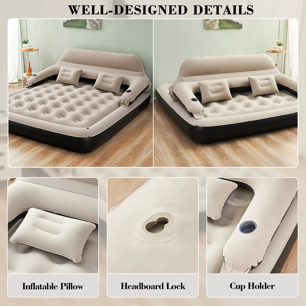 King Size Inflatable Air Mattress with Headboard F8339