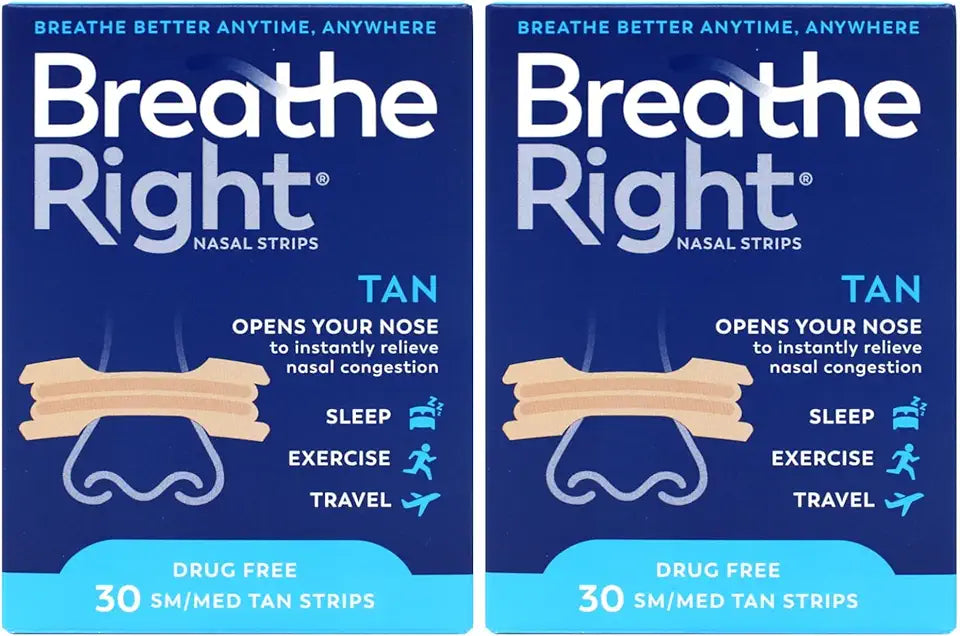 Tan Nasal Strips Small/Medium 30 Strips Pack of 2 X119