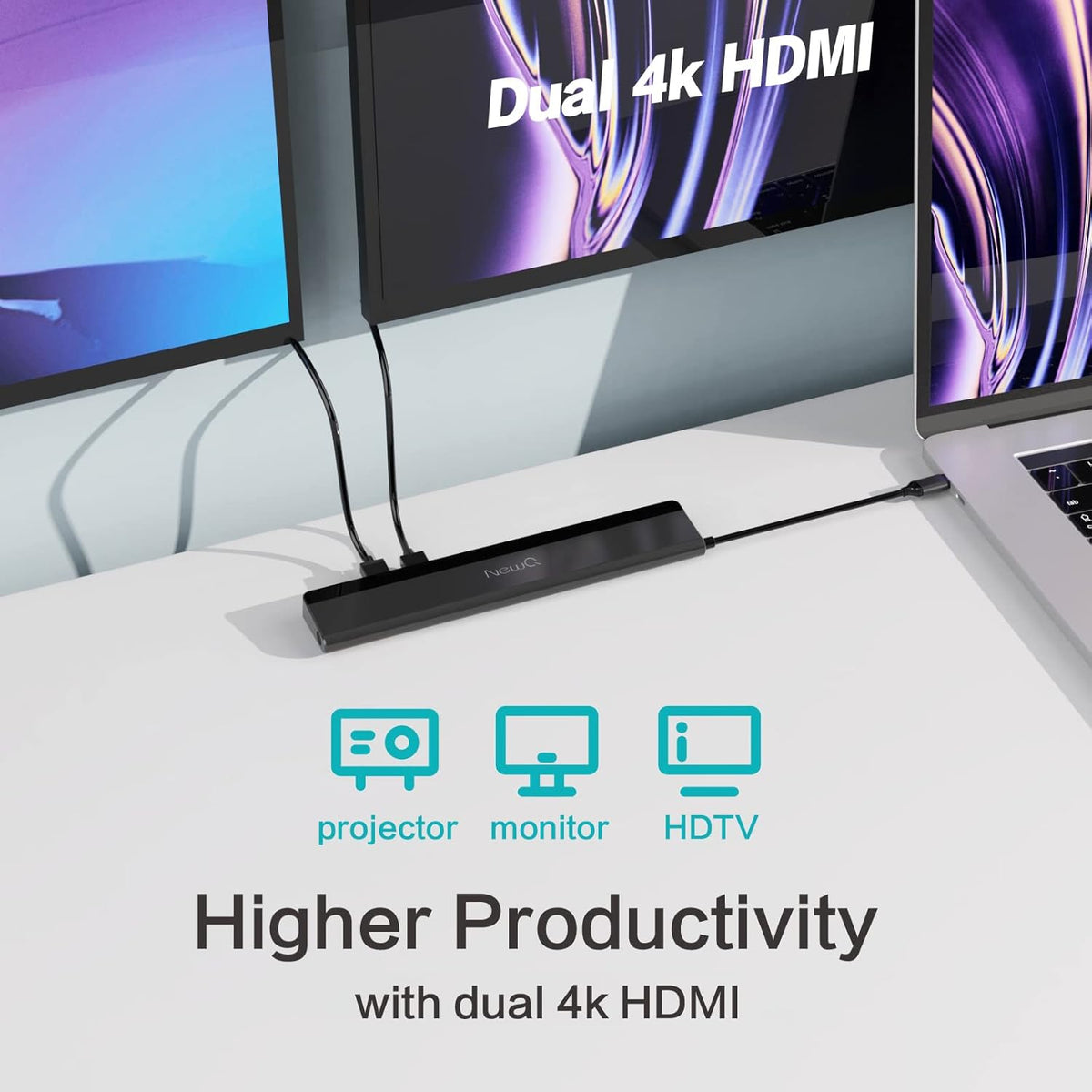 12 in 1 USB C Laptop Docking Station with Dual HDMI 4K, 96W Power, 4 USB, Audio, Ethernet, SD/TF Reader, USB-C, 2 Cable Clips S917066