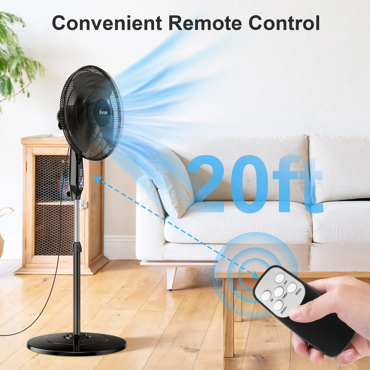 16'' Pedestal Oscillating Fan with Remote Control A8355