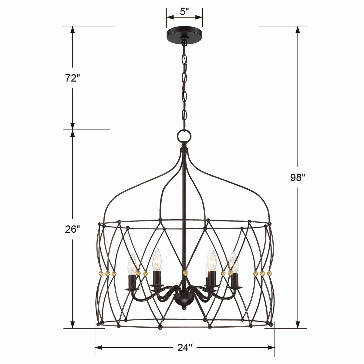 6 Light Antique Gold Lantern X595