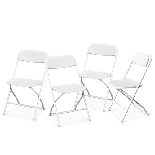 4 Pack White Plastic Folding Chair H909874
