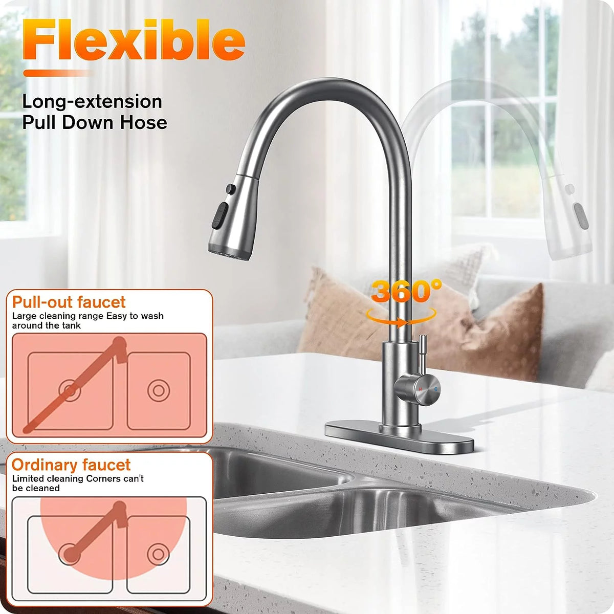 Kitchen Faucet with Pull Down Sprayer Single Handle V9760