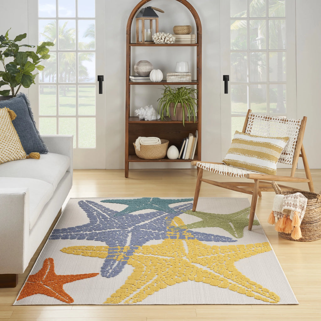 Multicolor Coastal Area Rug 5'3" x 7'5" X11049