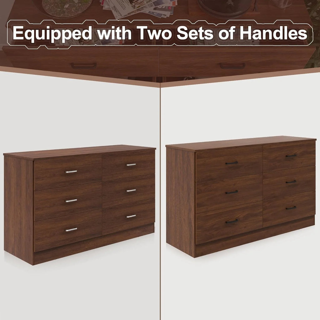 White 6 Drawer Wood Double Dresser Z3402