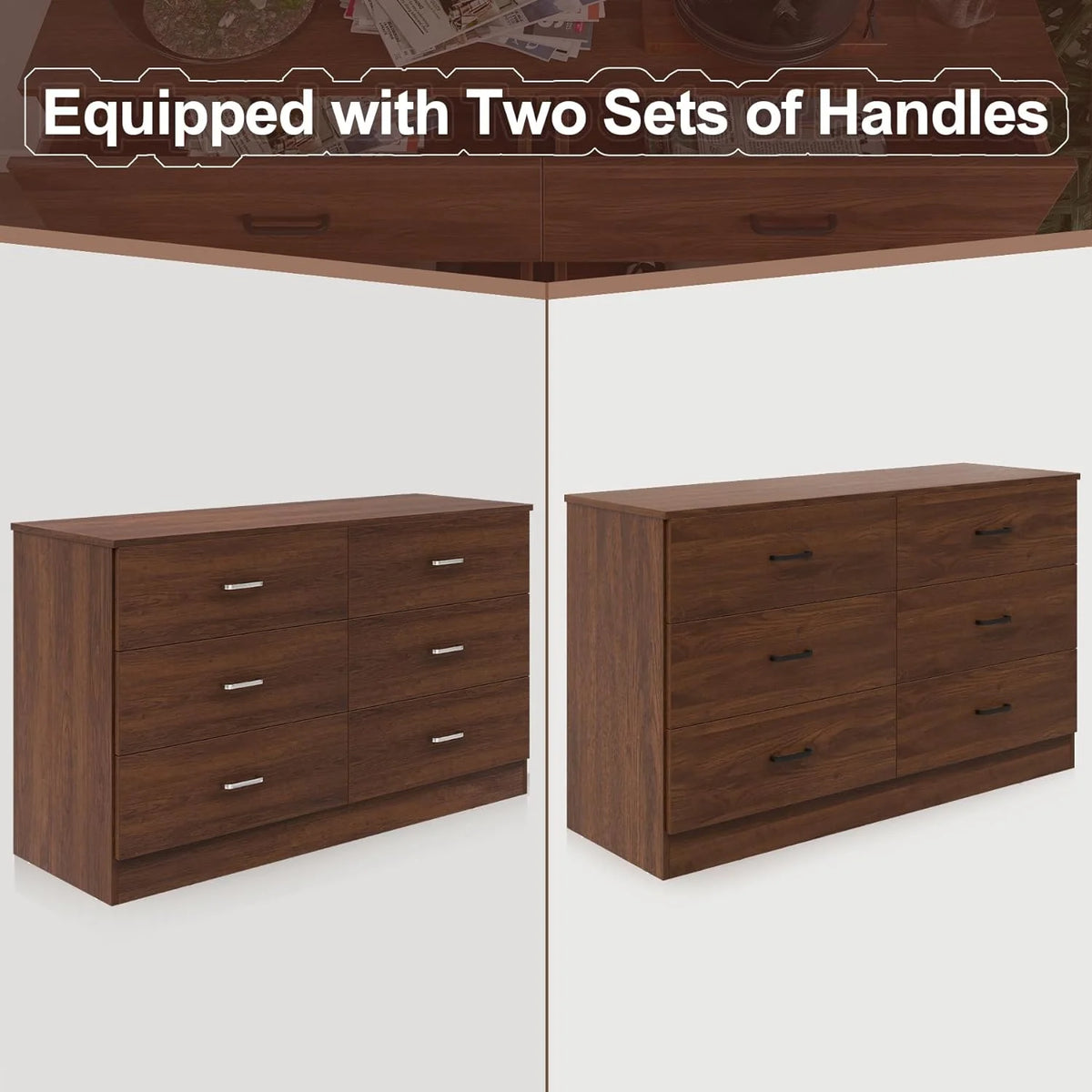 White 6 Drawer Wood Double Dresser Z3402